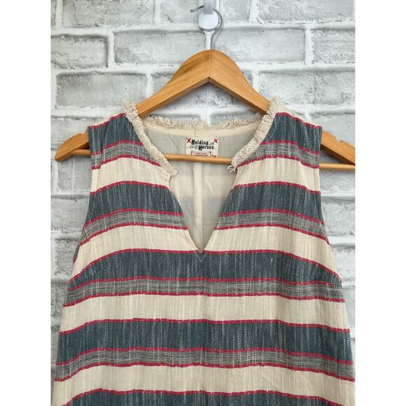 Holding Horses Anthropologie Women's Fringe Stripe Shift Dress Size 0 - Picture 3 of 9